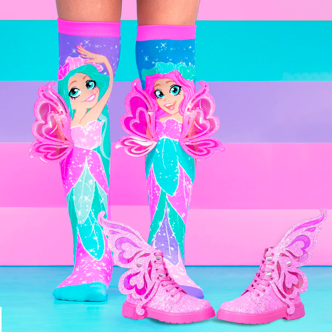 COMBO MEIAS DE FADA + SAPATOS DE FADA ROSA